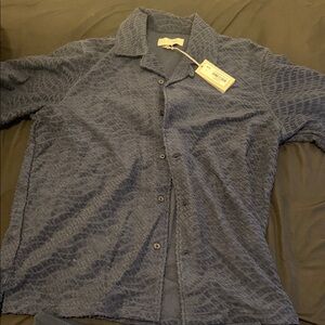 Kith Navy Textured Casual Button Down Shirt